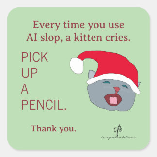 #KittensAgainstAISlop IV Kerstmis Vierkante Sticker