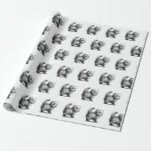 Kittenschets op wit cadeaupapier (Uitgerold)