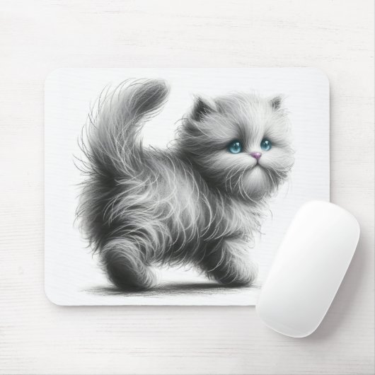 Kittenschets op wit muismat (Met muis)