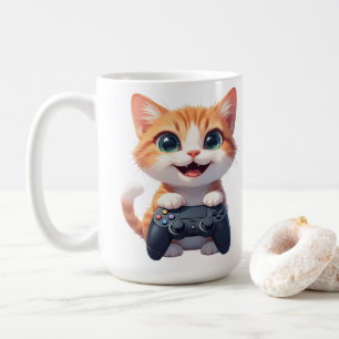 Kittenspelletje met gamecontroller Lachende Gamer Koffiemok