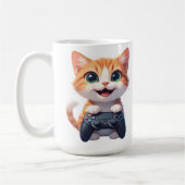 Kittenspelletje met gamecontroller Lachende Gamer Koffiemok (Links)