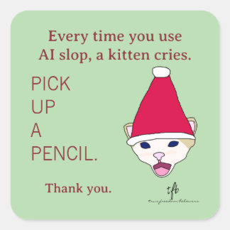 #KittensTegenAISlop I Kerstmis Vierkante Sticker