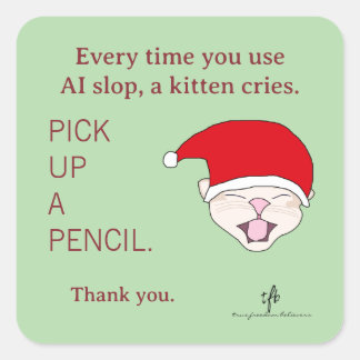 #KittensTegenAISlop II Kerstmis Vierkante Sticker