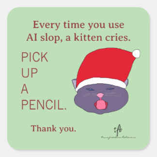 #KittensTegenAISlop III Kerstmis Vierkante Sticker