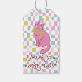 Kittie Cate Geschenklabel, Handgetekende Roze Kat Cadeaulabel (Voorkant)