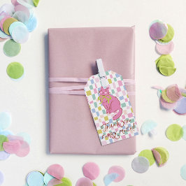Kittie Cate Geschenklabel, Handgetekende Roze Kat Cadeaulabel