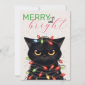 Kittie Kerstverlichting Feestdagenkaart (Voorkant)