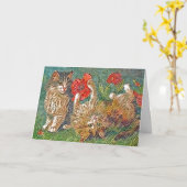 Kitties en Poppies, Gefeliciteerd Kaart (Gele Bloem)