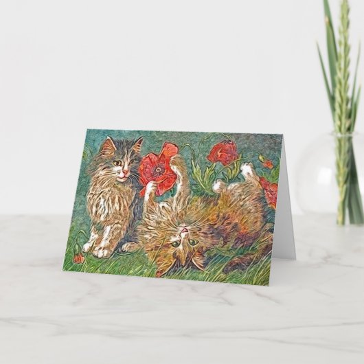 Kitties en Poppies, Gefeliciteerd Kaart (Voorkant)