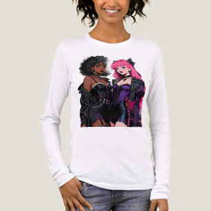 Kittige beste vriendinnen gotische anime-duo lange Tri-Blend shirt