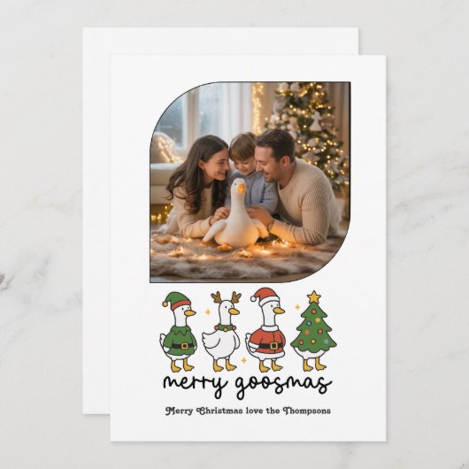 Kittige Gans Moppige Gans Kerst Foto Feestdagenkaart (Voorkant / Achterkant)
