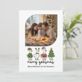 Kittige Gans Moppige Gans Kerst Foto Feestdagenkaart (Staand voorkant)