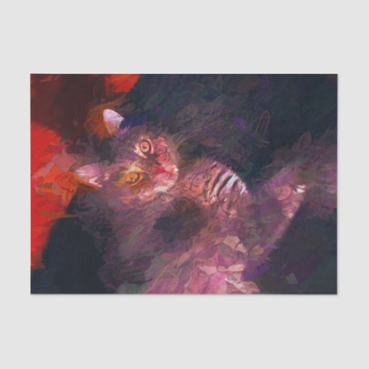 Kittige Kat Boho Paars Rood Abstract Kunstontwerp Tissuepapier (Voorkant)