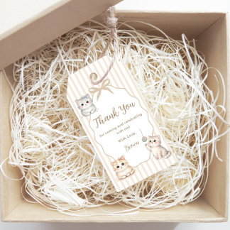 Kittige Kat Waterverf Neutrale Huisdier Verjaardag Cadeaulabel