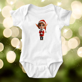 Kittige Kerst Elf Baby Bodysuit