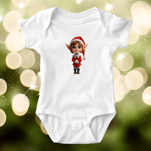 Kittige Kerst Elf Baby Bodysuit