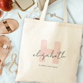 Kittige Monogram Calligrafie Koraal Roze Roze Tote Bag