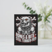 Kittige Skeleton Bulldog Gothic Briefkaart (Staand voorkant)