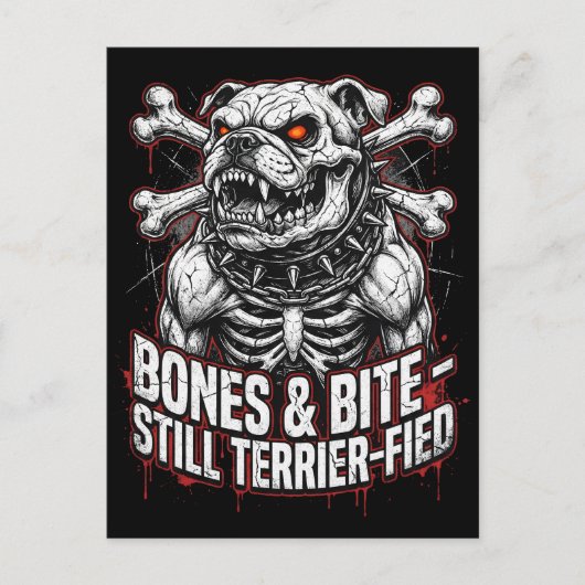 Kittige Skeleton Bulldog Gothic Briefkaart (Voorkant)