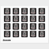 Kittige Skeleton Bulldog Gothic Vierkante Sticker (Vel)