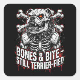 Kittige Skeleton Bulldog Gothic Vierkante Sticker