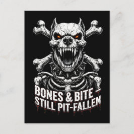 Kittige Skeleton Bulldog Gotische Schedel Briefkaart
