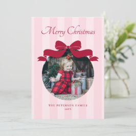 Kittige Strik met Strikjes Foto Kerst Feestdagenkaart