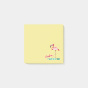 Kittige typografie met roze flamingo post-it® notes