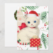 Kittige vintage kerstkaart (Voorkant / Achterkant)