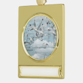 Kittiwakes Flying Verguld Banner Ornament (Links)
