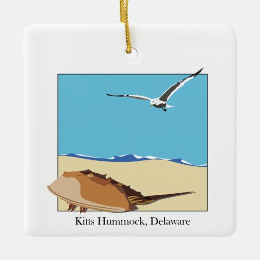 Kitts Hummock, DE Hoefijzer Crab Seagull Beach Keramisch Ornament (Voorkant)