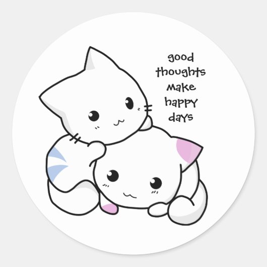 Kitttens, Good Thoughts en Happy Days Ronde Sticker (Voorkant)