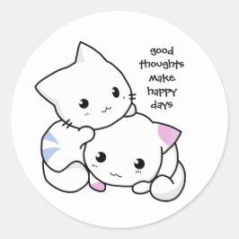 Kitttens, Good Thoughts en Happy Days Ronde Sticker