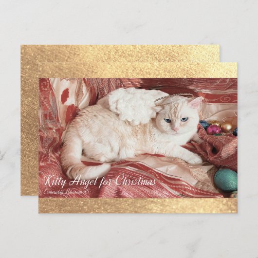 Kitty Angel for Christmas Briefkaart (Voorkant / Achterkant)
