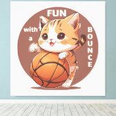 kitty basketbal canvas afdruk (Insitu (Houten vloer))