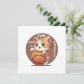kitty basketbal kaart (Staand voorkant)