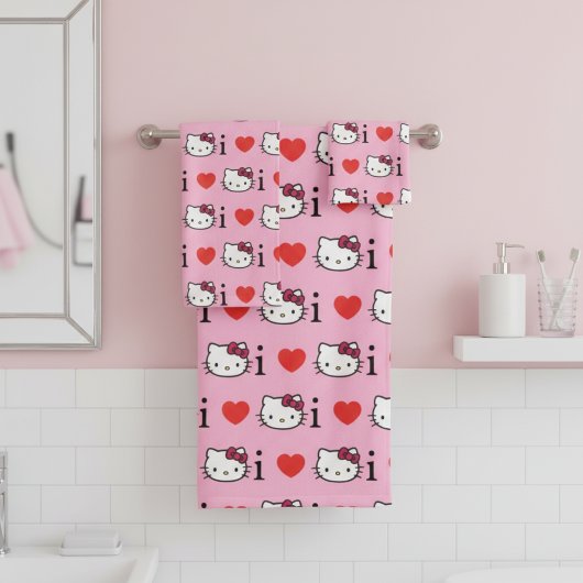 Kitty Bath Towel Set Bad Handdoek