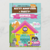 Kitty Birthday Invitation / Girl Kitten Party Kaart (Voorkant)
