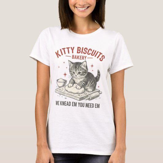 Kitty Biscuits Bakkerij | Grappige Kat Bakken Pun T-shirt (Voorkant)