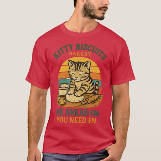 Kitty Biscuits Bakkerij Grappige Kat Bakken T-shirt (Voorkant)
