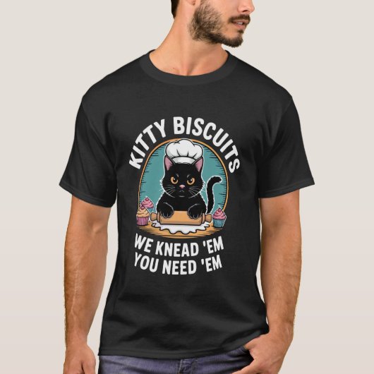 Kitty Biscuits Bakkerij Grappige Kat Bakken T-shirt (Voorkant)
