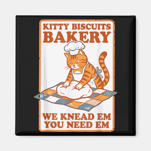 Kitty biscuits bakkerij grappige kat kneedt deeg m magneet (Voorkant)