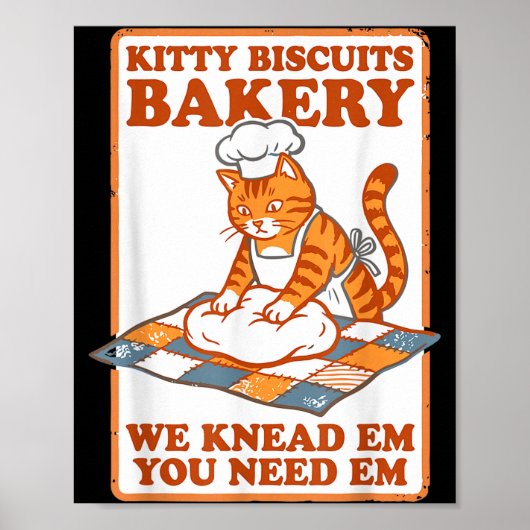 Kitty biscuits bakkerij grappige kat kneedt deeg m poster (Voorkant)