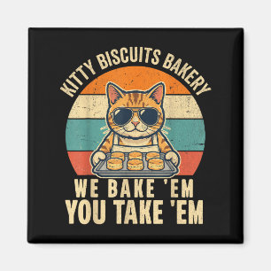 Kitty biscuits bakkerij grappige kat zonnebril ret magneet