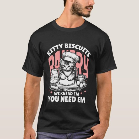 Kitty Biscuits Bakkerij Grappige Kattenliefhebbers T-shirt (Voorkant)