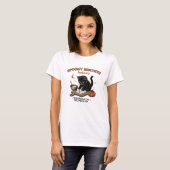 Kitty Biscuits Halloween T-shirt | Zwarte Kat Pomp (Voorkant volledig)