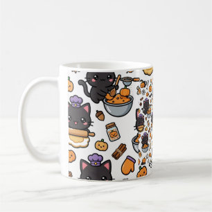 Kitty Biscuits Zwarte Kat bakt Halloween Koekjes Koffiemok