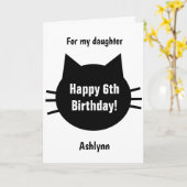 Kitty Cat 6th Birthday Kaart (Gele Bloem)