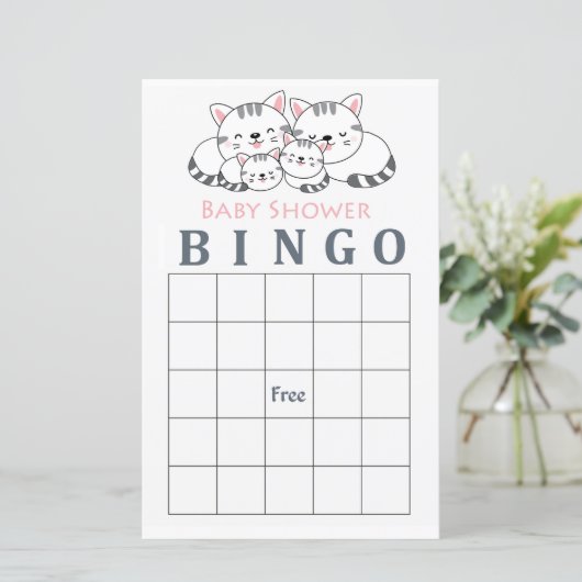 Kitty Cat baby shower bingo (Staand voorkant)
