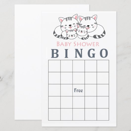 Kitty Cat baby shower bingo (Voorkant / Achterkant)